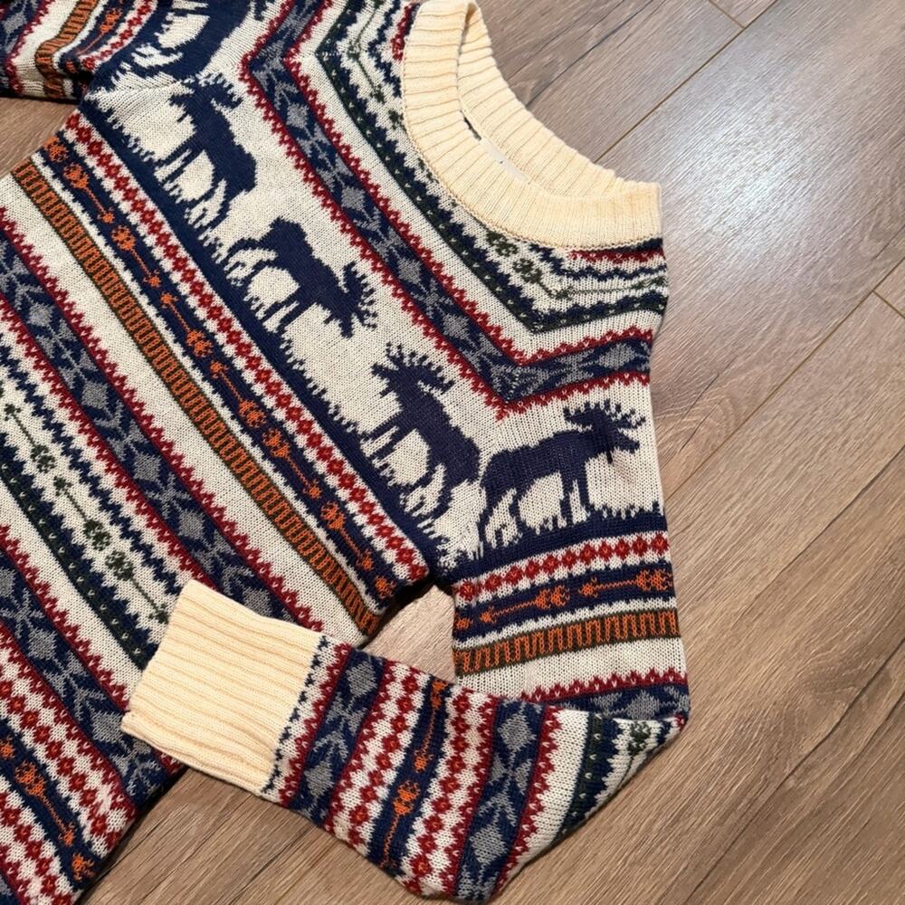Kiel James Patrick Cozy Cabin Sweater Dress Women’s Moose Knit Long Sleeve Small - Picture 3 of 9